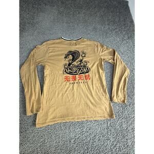 Original Gravity Shirt Mens L Gold Snake & Roses Graphic Long Sleeve Tee Top